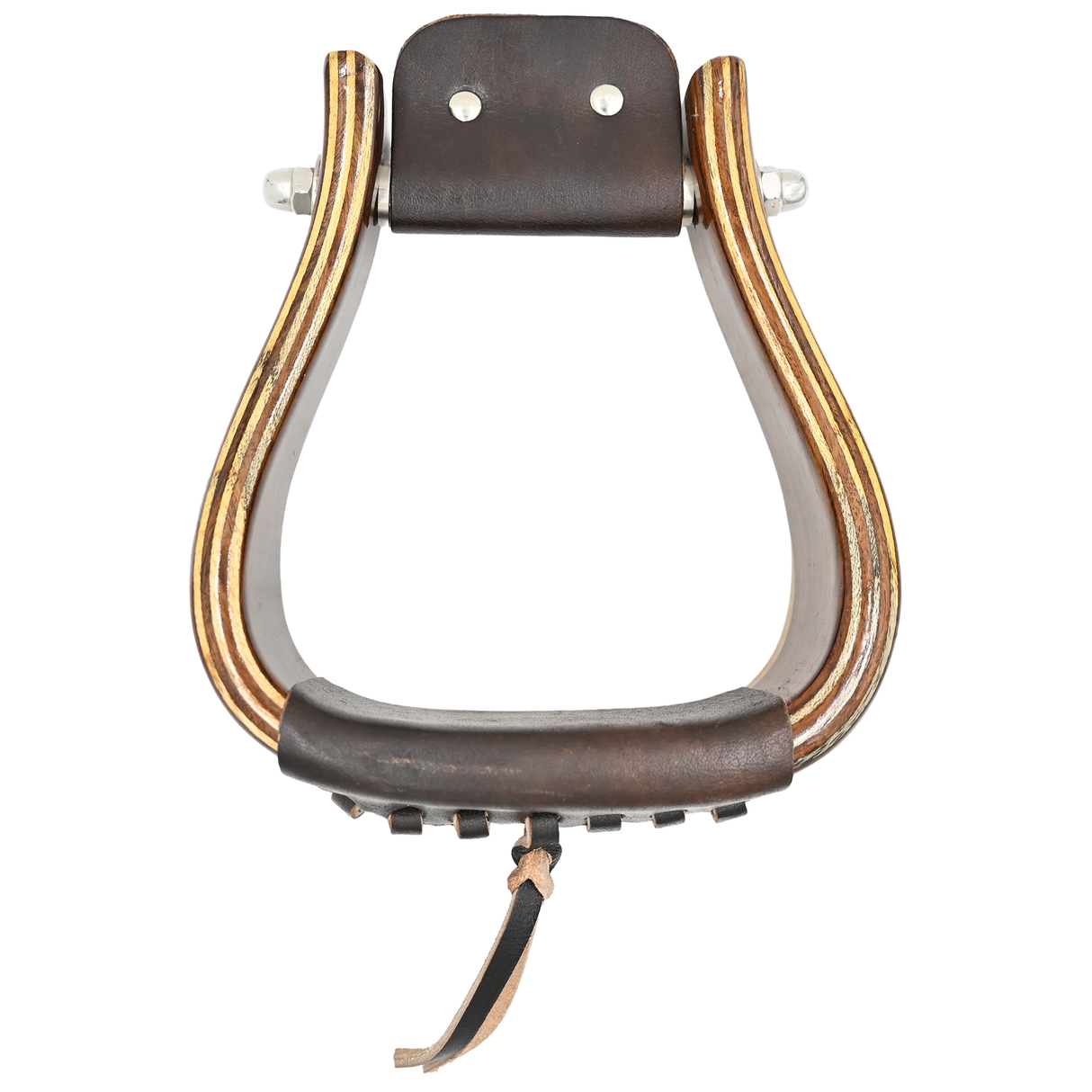 Coolhorse 3" Flat Bottom Dark Stained Wood Stirrups