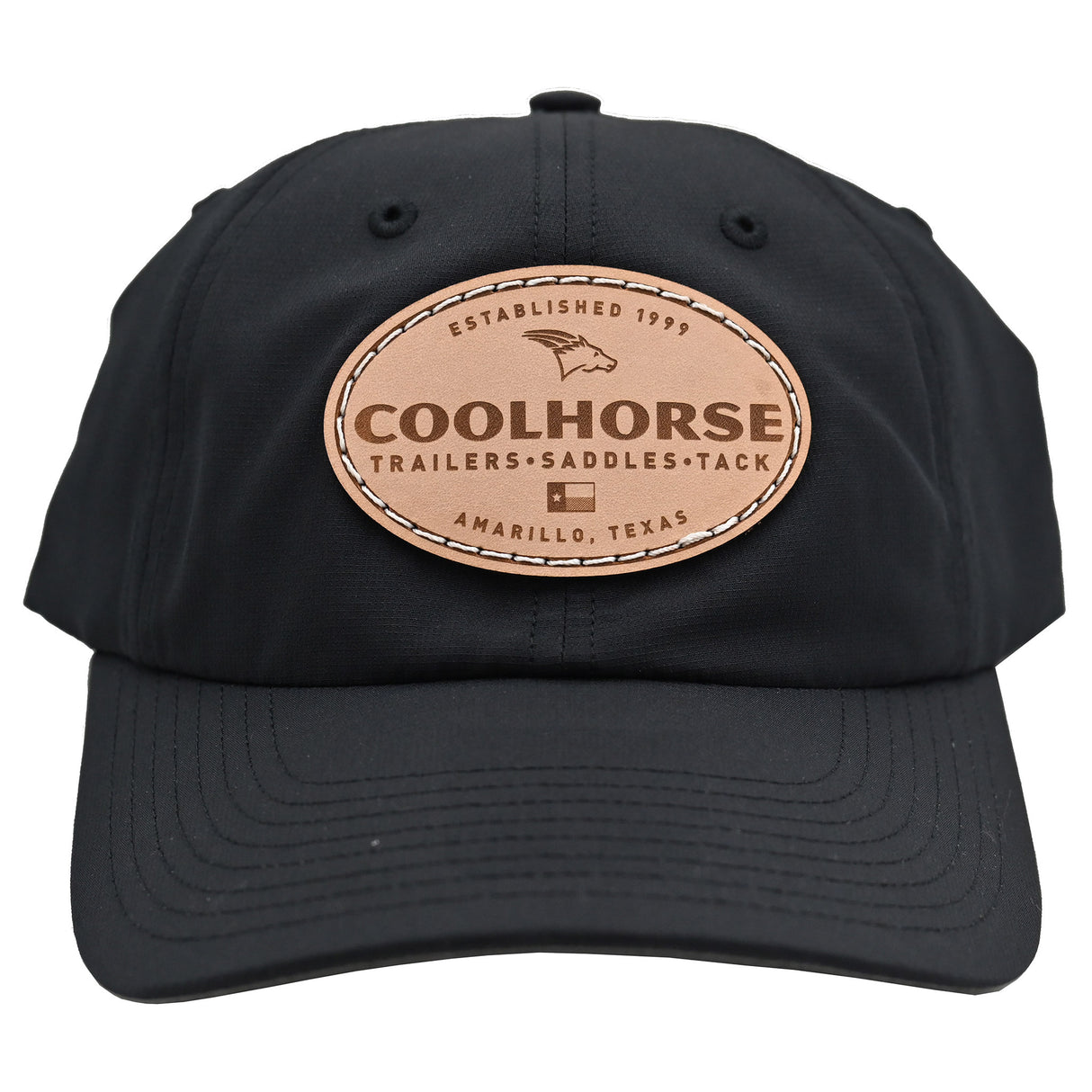 Coolhorse Black Active Cap with Leather Coolhorse Patch