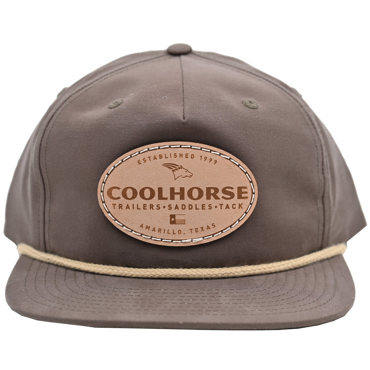 Coolhorse Mocha Grandpa Cap with Leather Coolhorse Patch