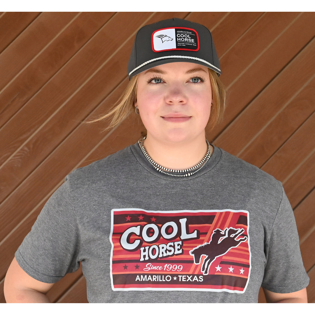 Coolhorse Gray Rope Cap with Red Coolhorse Patch