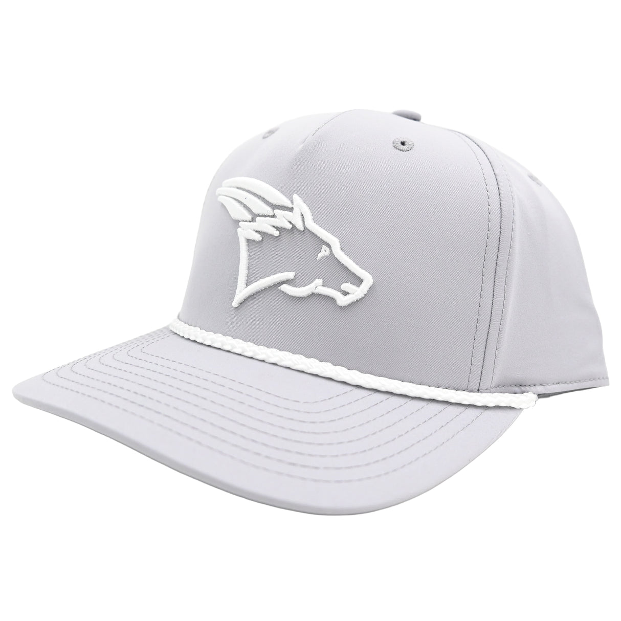Coolhorse 258 Light Grey Snapback Cap with White Rope and Coolhorse Head Logo
