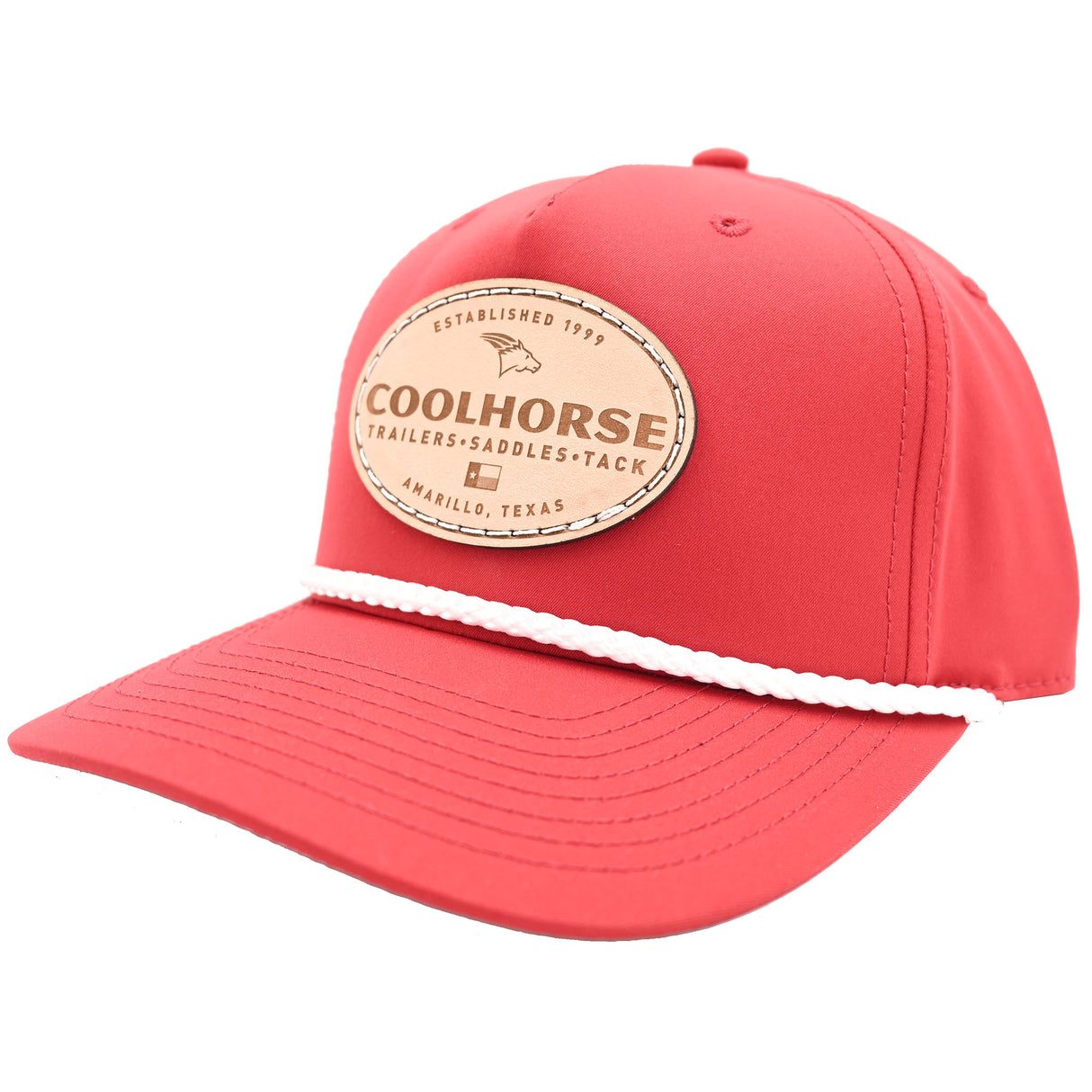Coolhorse Red Rope Cap with Leather Coolhorse Patch