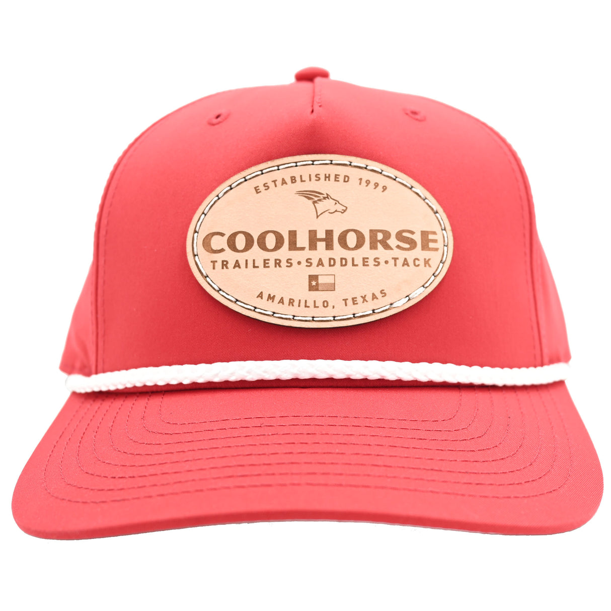 Coolhorse Red Rope Cap with Leather Coolhorse Patch