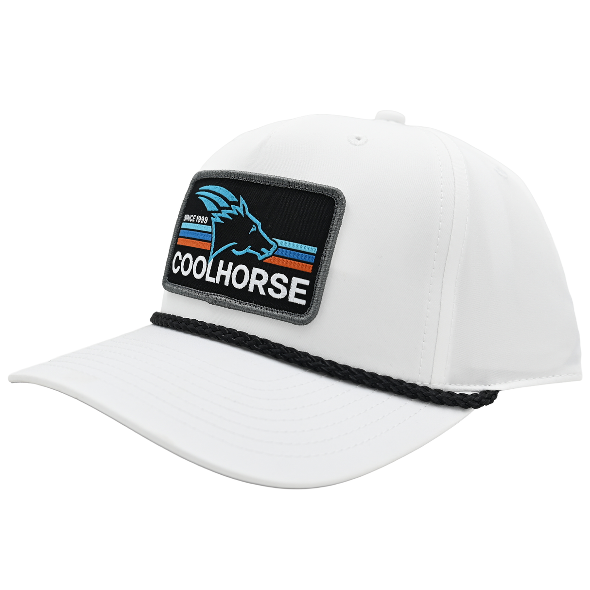 Coolhorse White Rope Cap with Black Neon Lights Patch