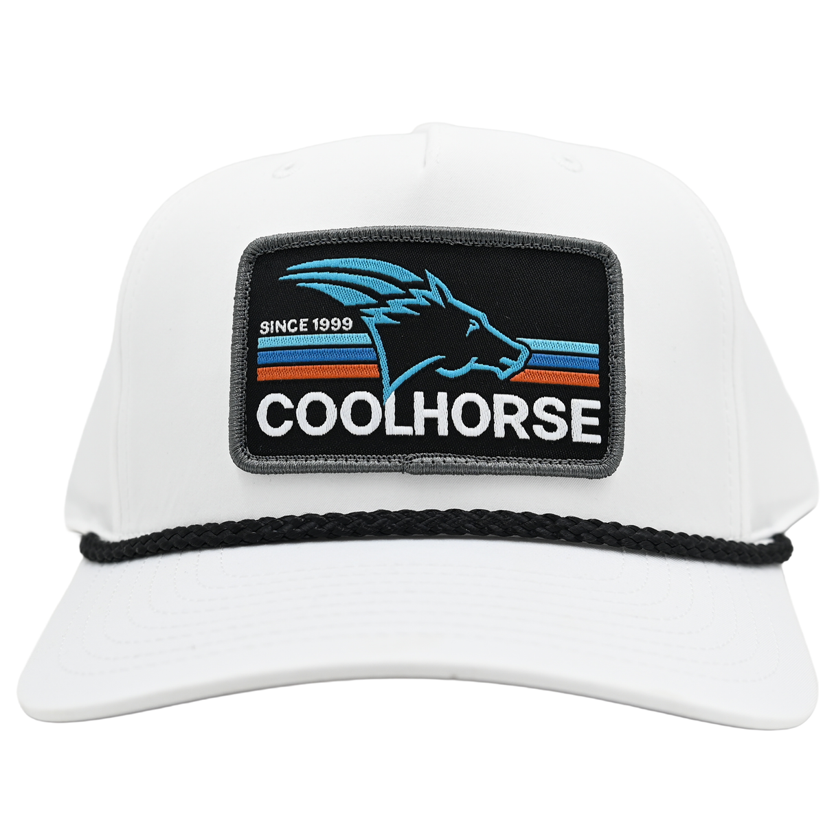 Coolhorse White Rope Cap with Black Neon Lights Patch