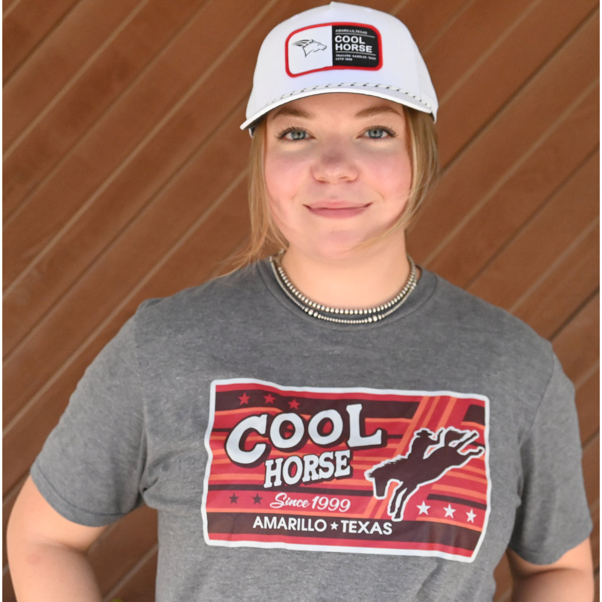 Coolhorse White Rope Cap with Red Coolhorse Patch