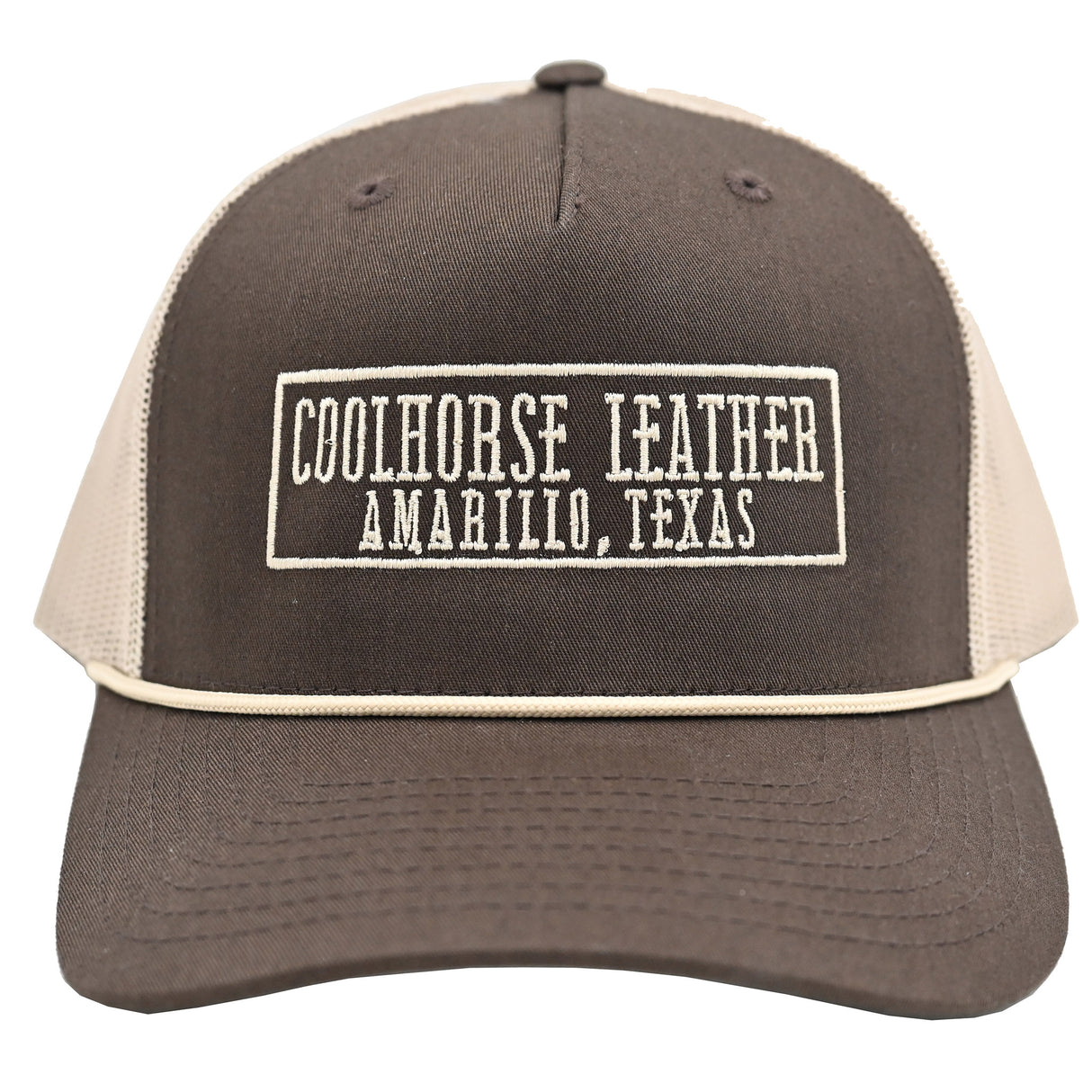 Coolhorse Brown and Khaki Mesh Snapback Cap w/ Coolhorse Leather Logo