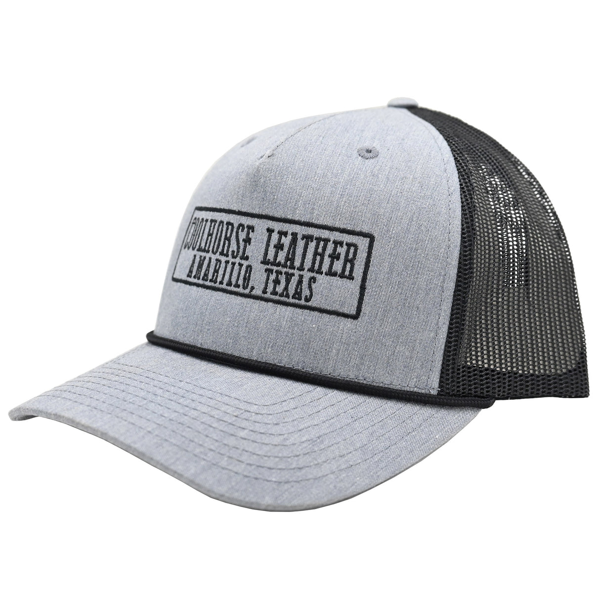 Coolhorse Heather Grey and Black Mesh Snapback Cap w/ Coolhorse Leather Logo