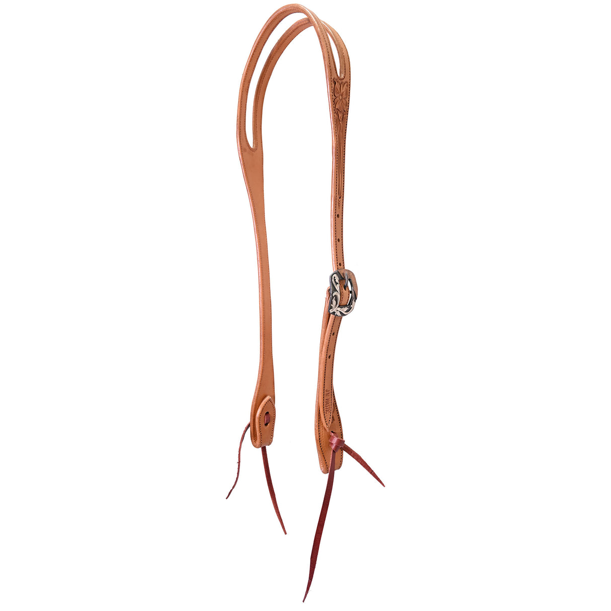 Coolhorse Leather Floral Tooled Slot Ear Headstall with Copper Sinclair Buckle