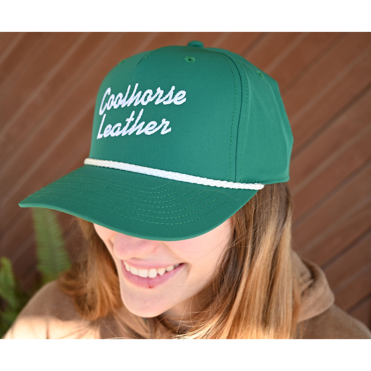 Coolhorse Leather Kelly Green Cap with Rope