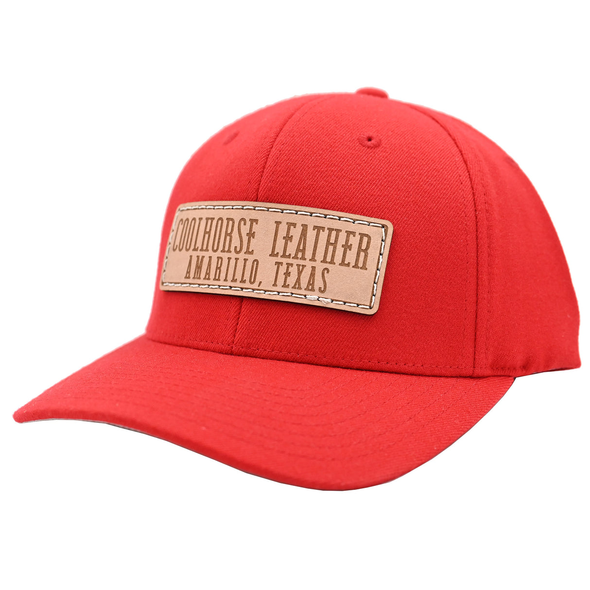 Coolhorse Red Fitted Cap with Coolhorse Leather Patch