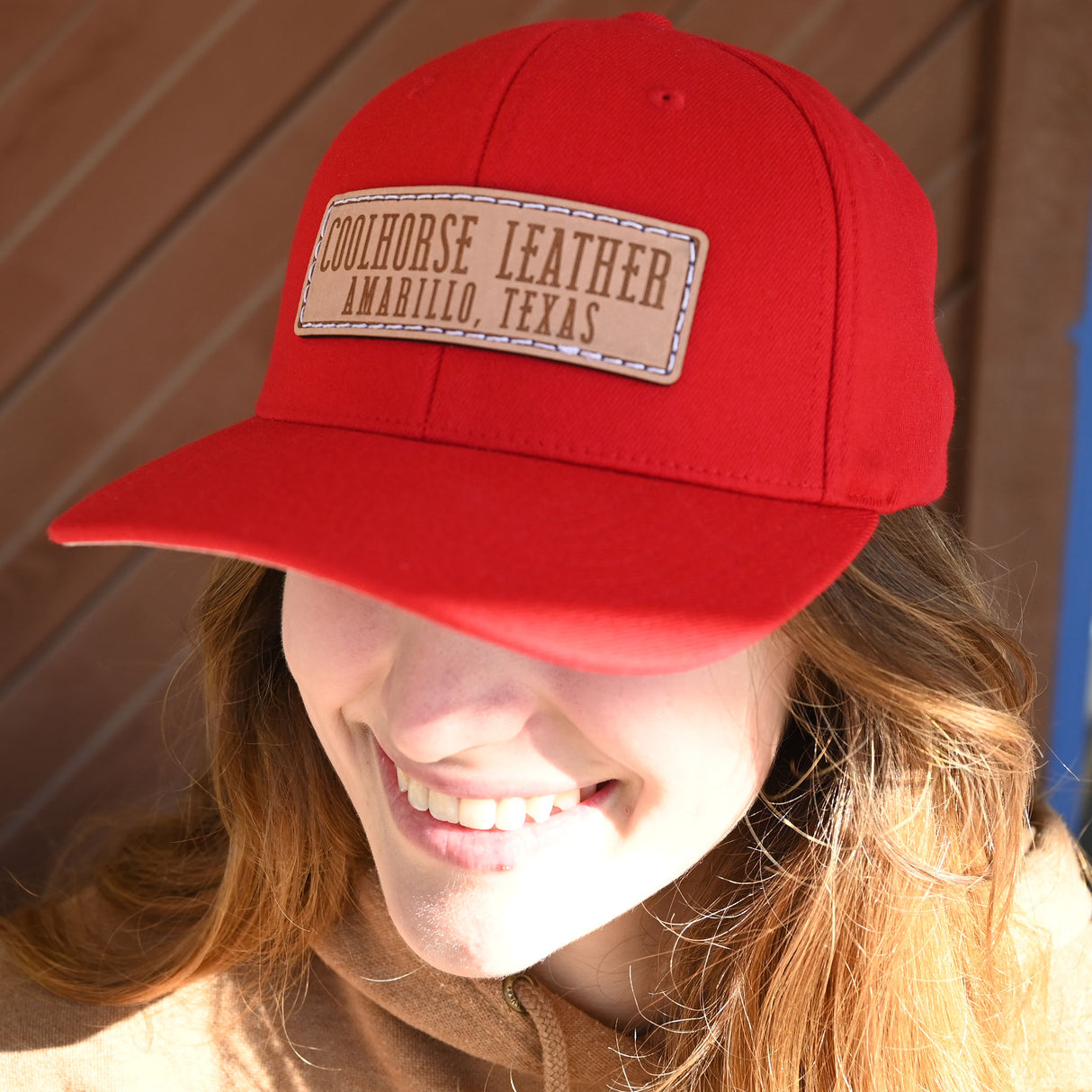 Coolhorse Red Fitted Cap with Coolhorse Leather Patch