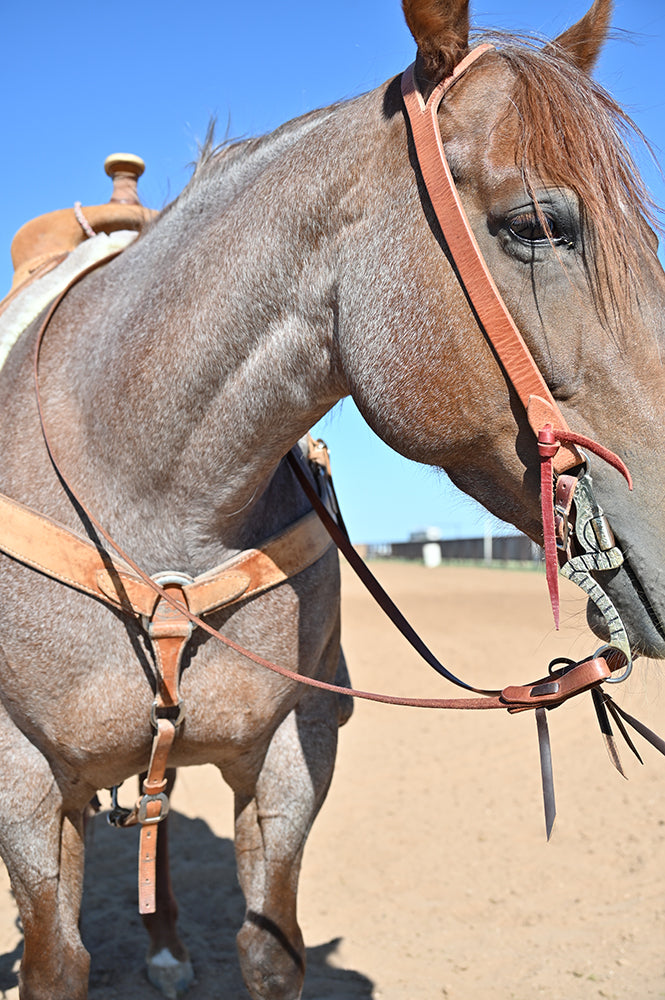 Coolhorse Leather 5/8" Harness Leather Roping Reins with Waterloops- Handmade in Amarillo, TX