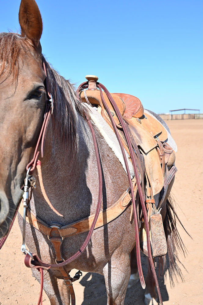 Coolhorse Leather 5/8" Latigo Leather Weighted Double Stitched Reins
