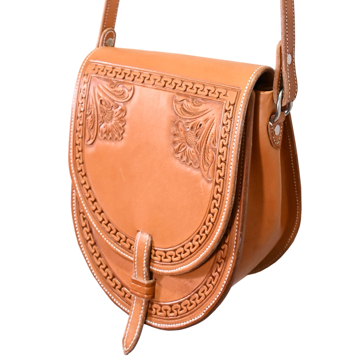 Coolhorse Leather Border Stamped Hand-Tooled Saddle Bag Purse