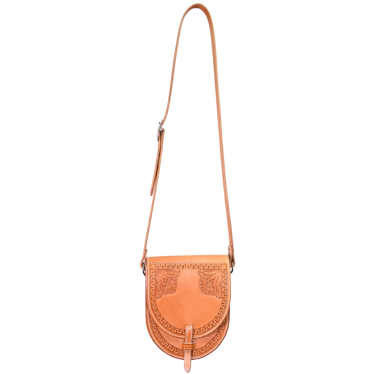 Coolhorse Leather Border Stamped Hand-Tooled Saddle Bag Purse