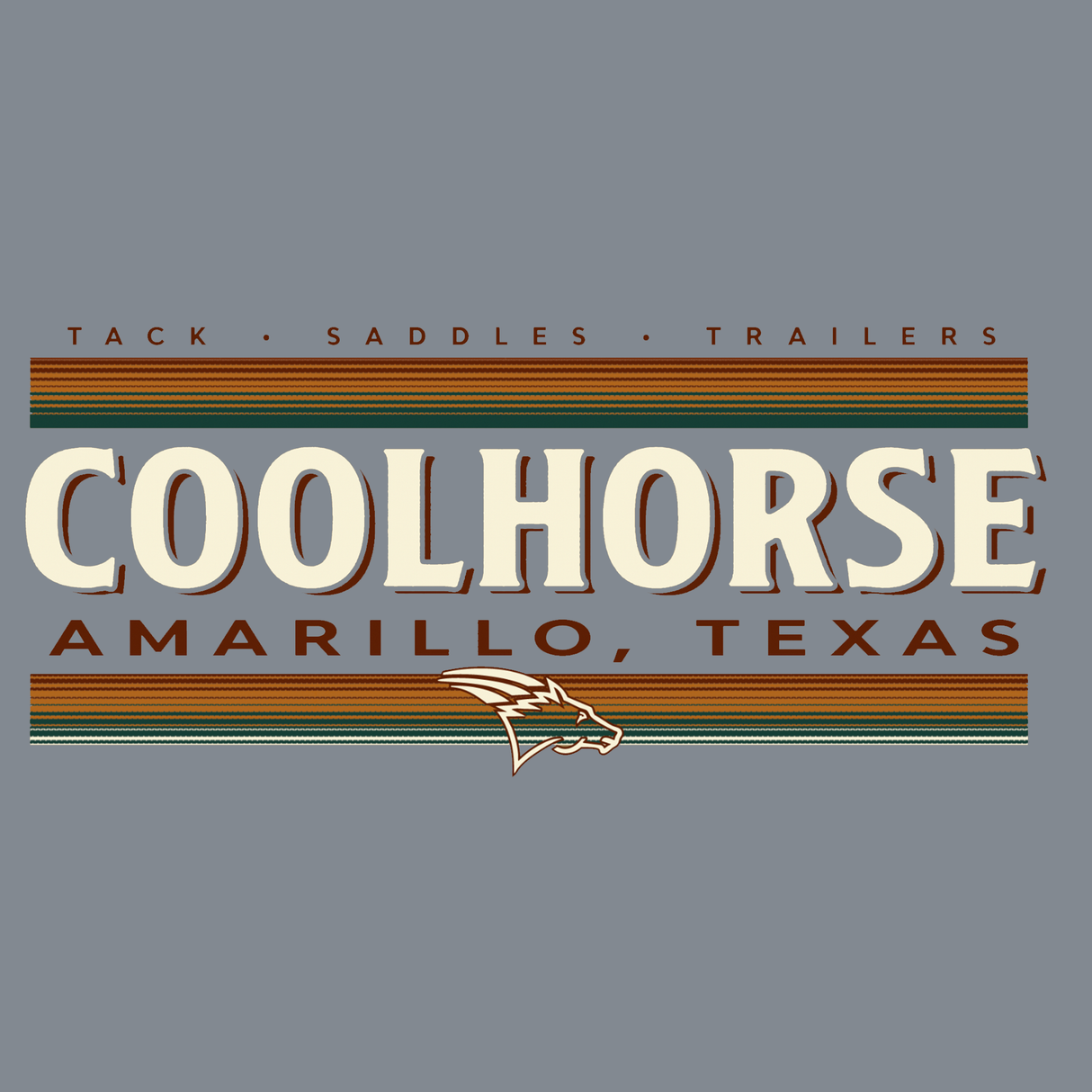 Coolhorse Gray Stripe Logo Long Sleeve T-Shirt