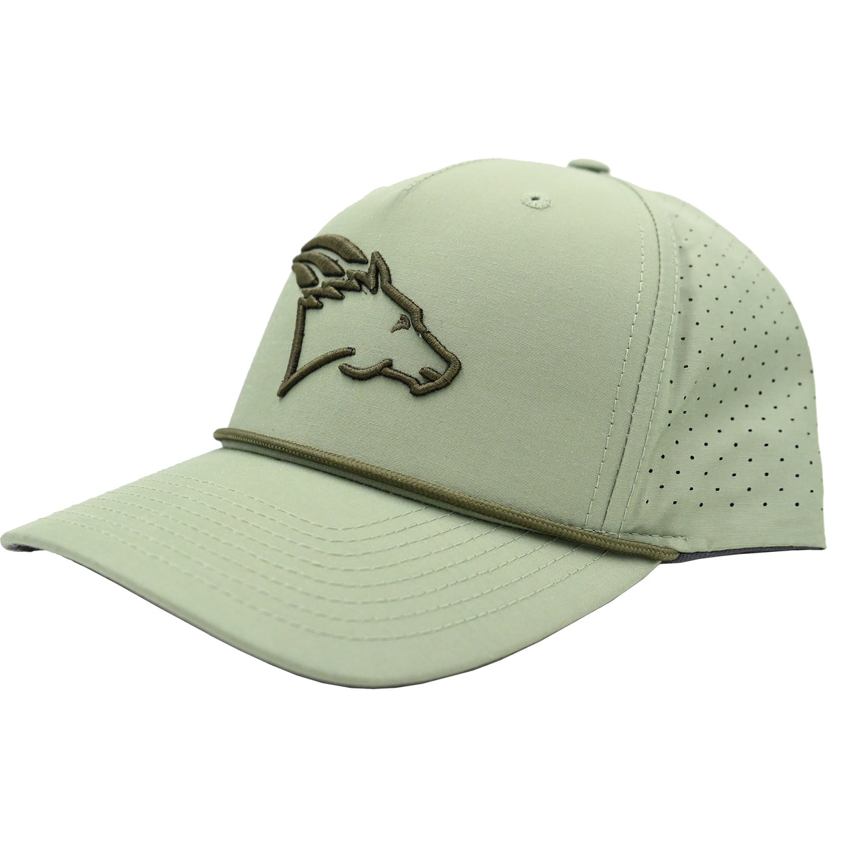 Coolhorse 335 Olive Snapback Cap with Air Holes and Head Logo