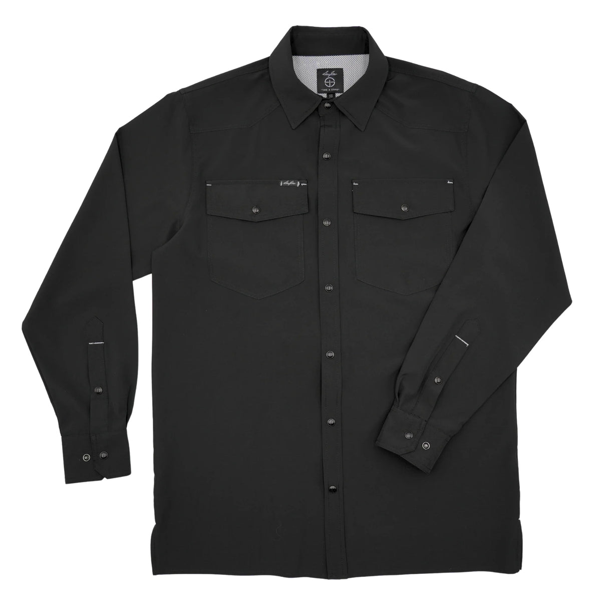 San Jac Youth Long Sleeve Performance Pearl Snap Shirt - Midnight Black