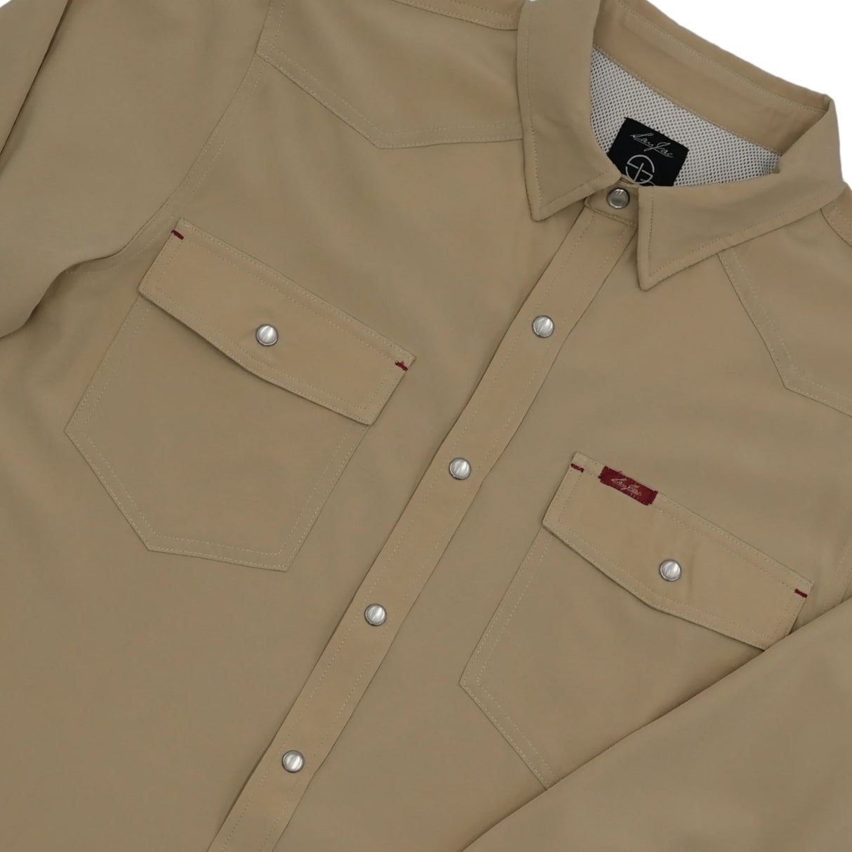 San Jac Youth Long Sleeve Performance Pearl Snap Shirt - Cowboy Khaki