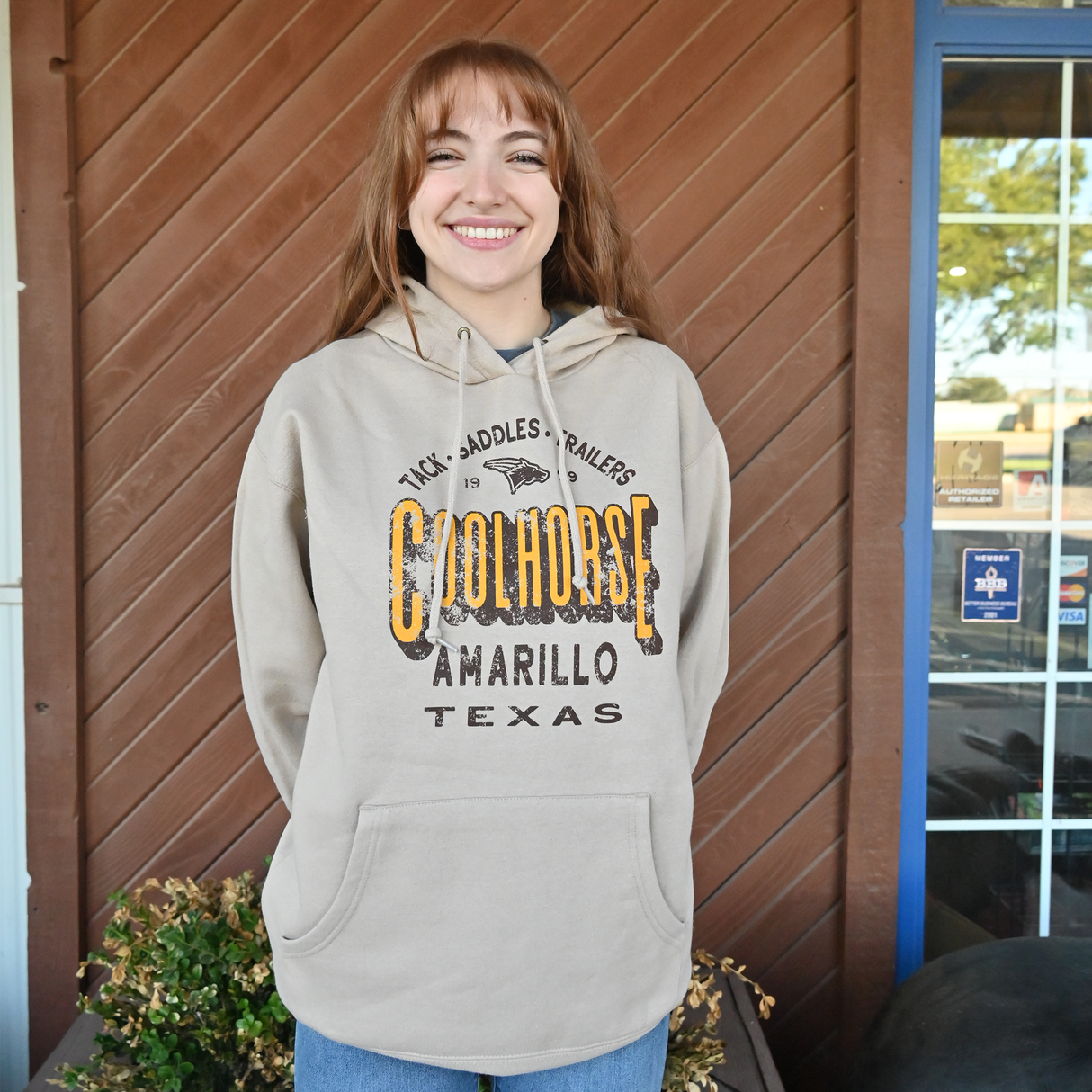 Coolhorse Unisex Logo Hoodie- Khaki