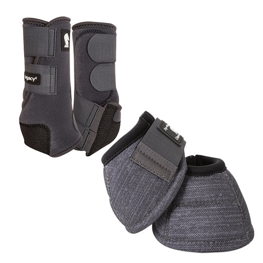 Classic Equine Legacy2 Front and Bell Boots Combo Pack- Charcoal