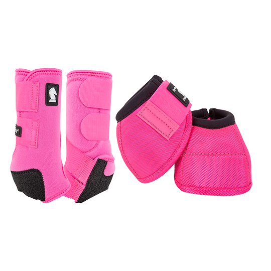 Classic Equine Classic Fit Front and Bell Boot Combo Pack- Hot Pink