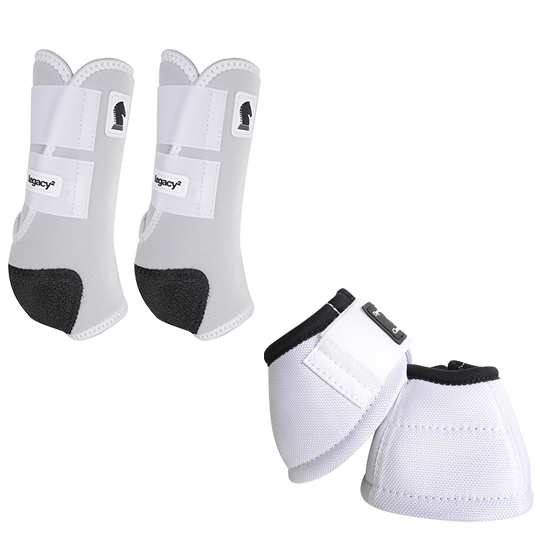 Classic Equine Legacy2 Front and Bell Boots Combo Pack- White