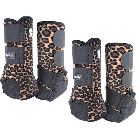 Classic Equine Legacy2 Front and Hind Boots Combo Pack- Cheetah