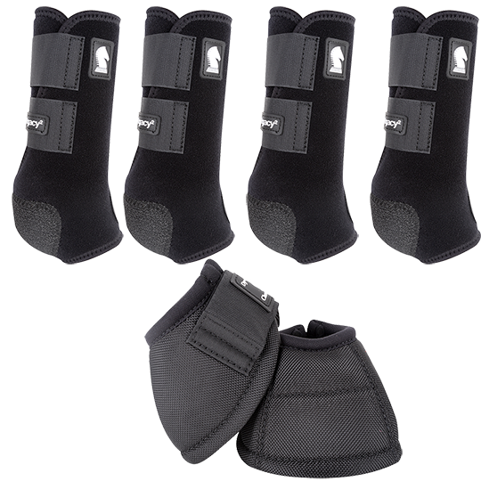 Classic Equine Legacy2 Complete Package, Front, Hind, & Bell Boot Combo Pack- Black