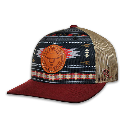 RopeSmart Aztec Cardinal Cap with Circle Leather Logo Patch