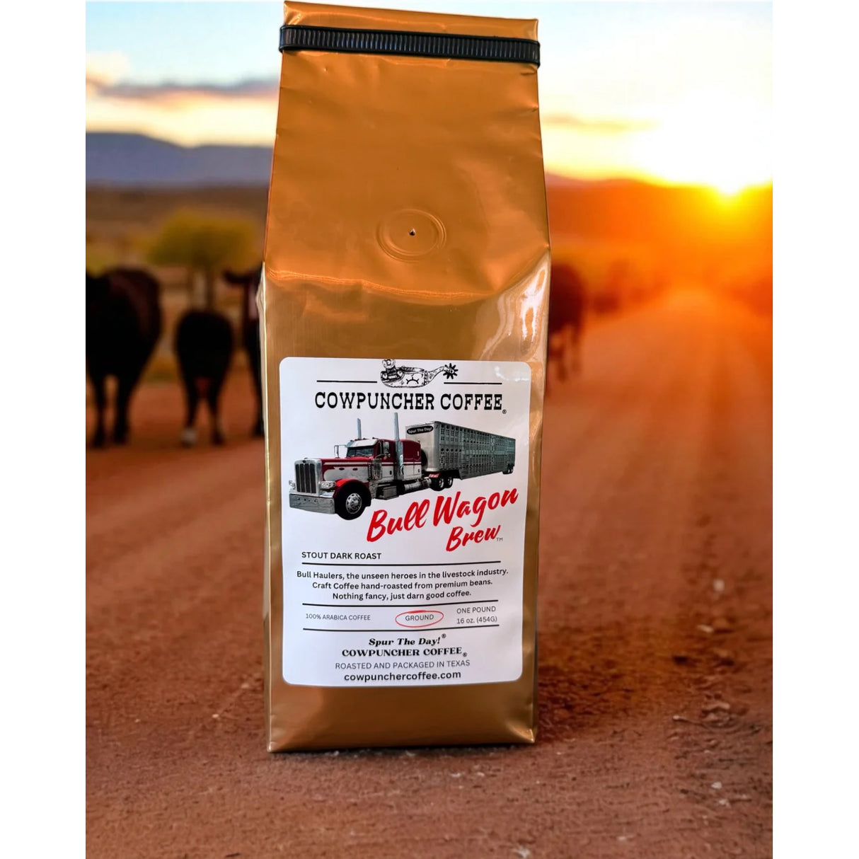 Cowpuncher Coffee Bull Wagon Brew Stout Dark Roast Grounds- 1 lb