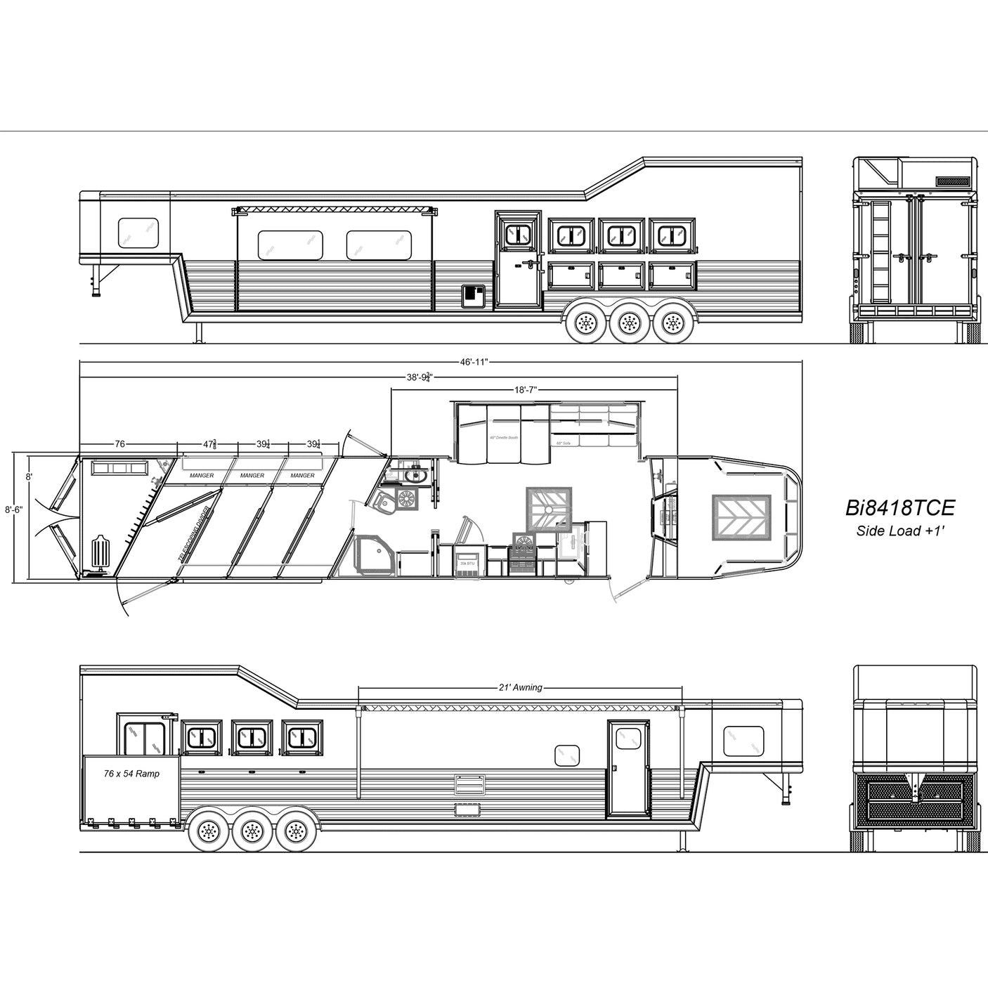 ON ORDER! 2027 Lakota Bighorn 4 Horse with 18' LQ, Triple Axle, 12' Slide out