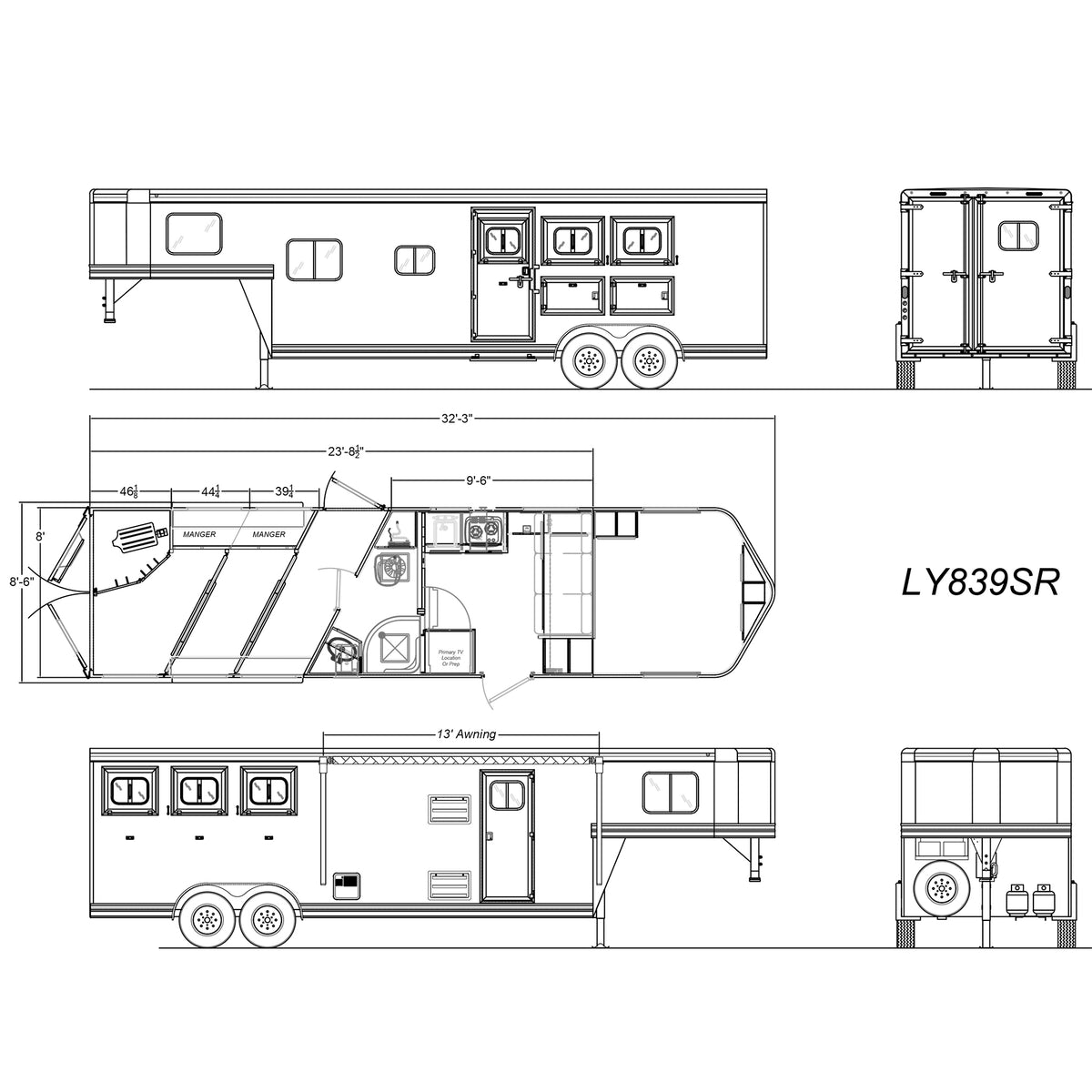 2027 Lakota Legacy 3 Horse Trailer with 9' Living Quarter