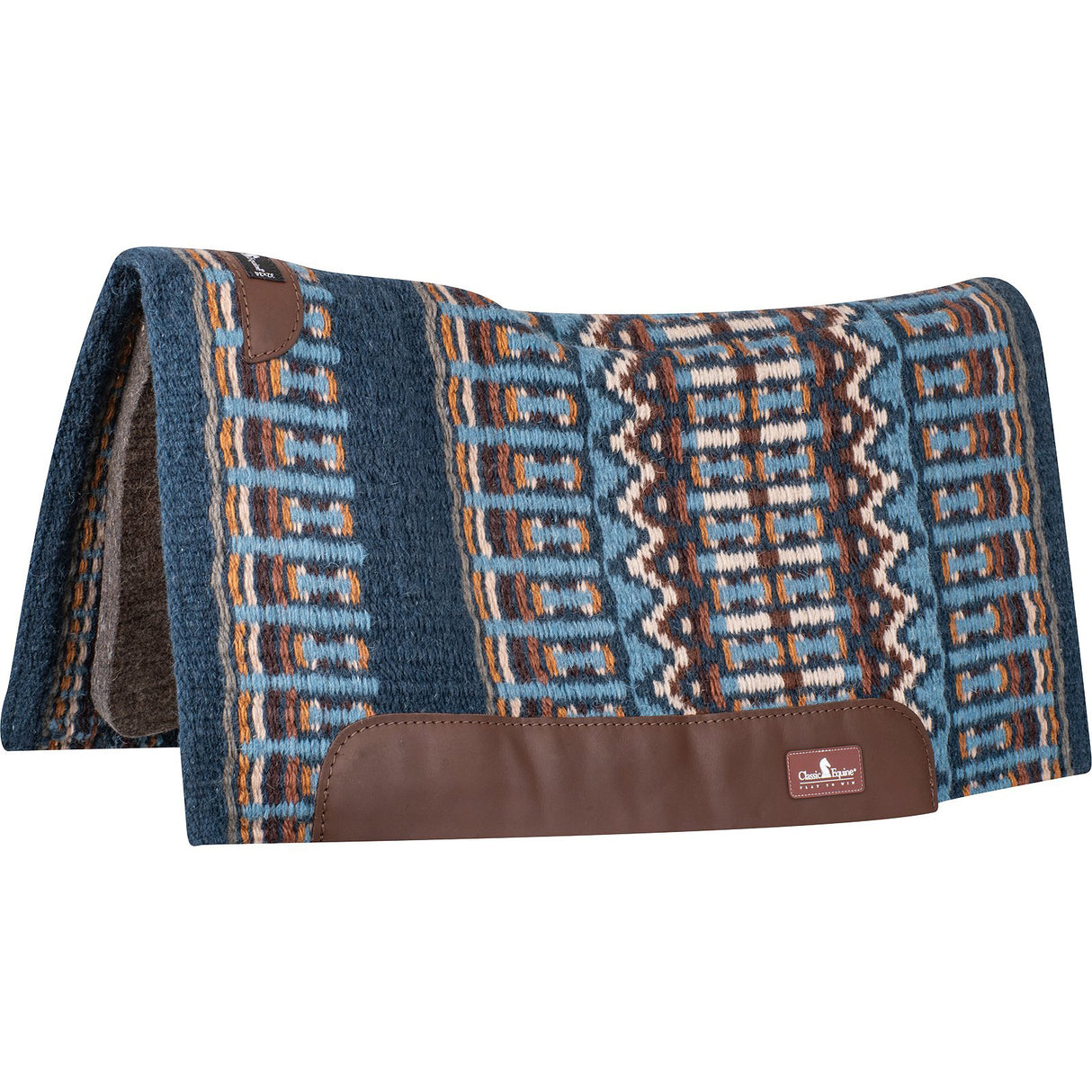 Classic Equine 1" 32"X34" Wool Top Saddle Pad- Navy/Steel Grey