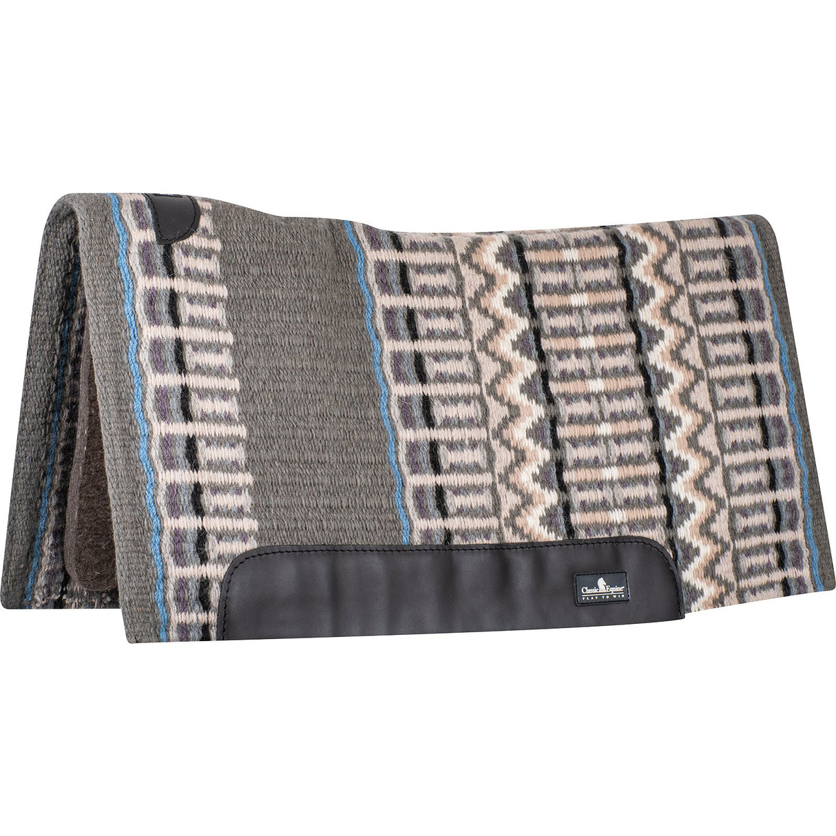 Classic Equine 1" 34"X38" Wool Top Saddle Pad- Steel Grey/Cornflower Blue