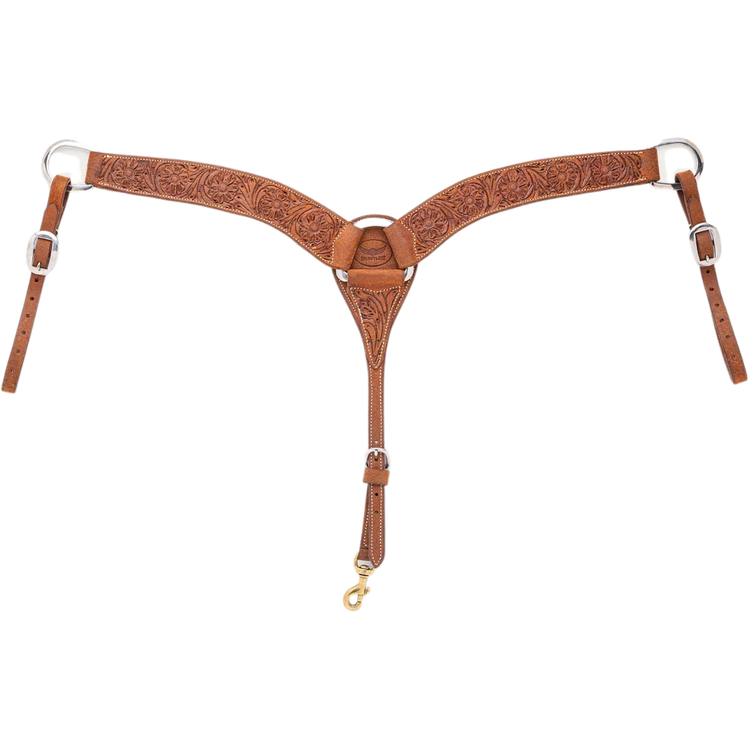 Cactus Saddlery Relentless 2" Floral Tooled Roughout Breast Collar