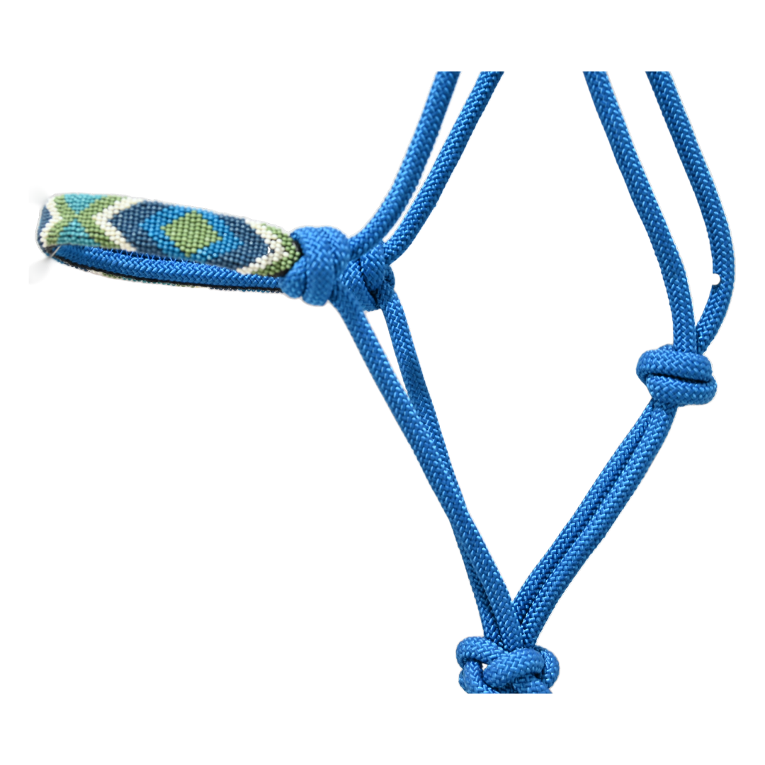 Cashel Beaded Rope Nose Halter with 9' Lead Rope- Blue