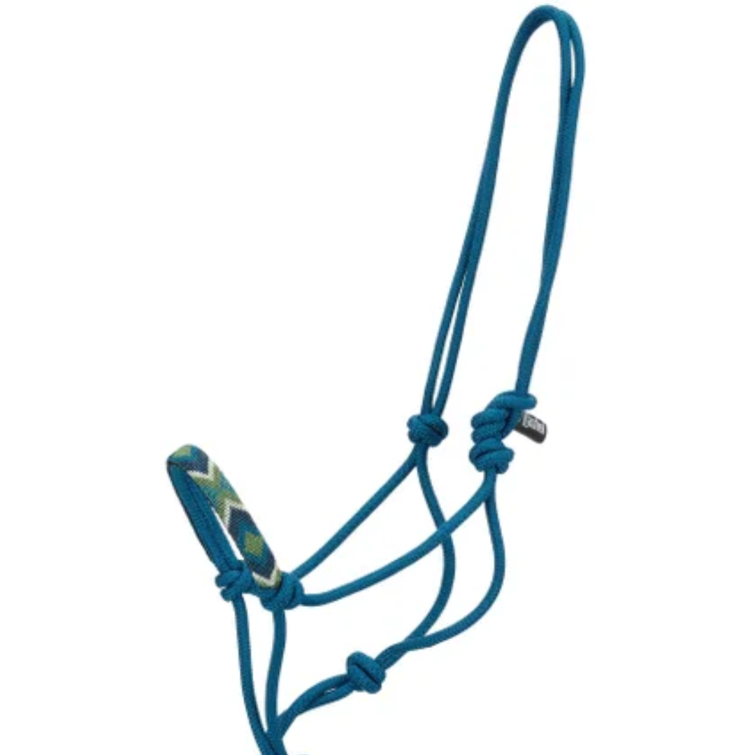 Cashel Beaded Rope Nose Halter with 9' Lead Rope- Blue