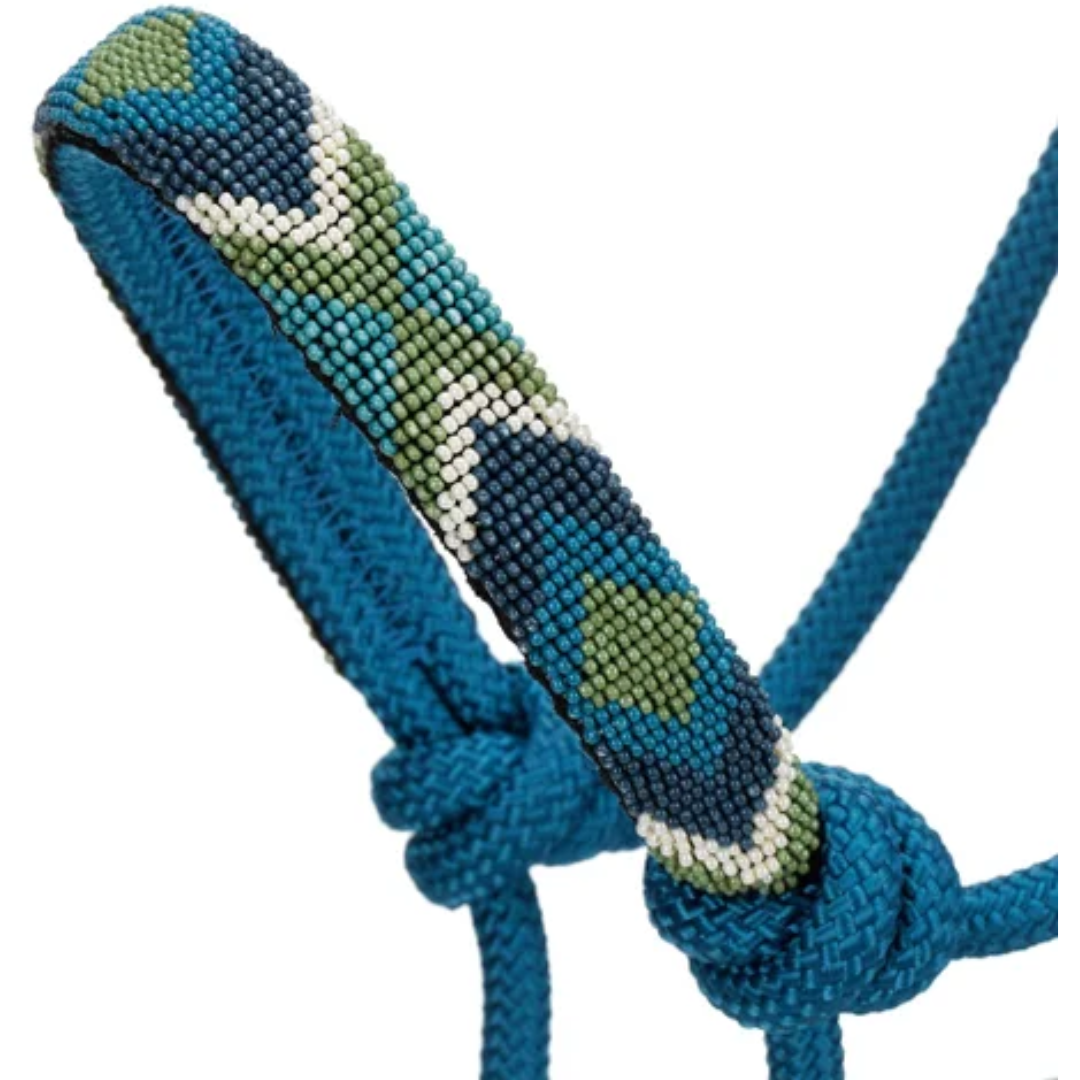 Cashel Beaded Rope Nose Halter with 9' Lead Rope- Blue