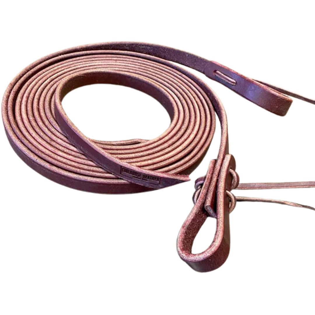Coolhorse Leather 5/8" Latigo Leather Split Reins 8'- Handmade in Amarillo, TX