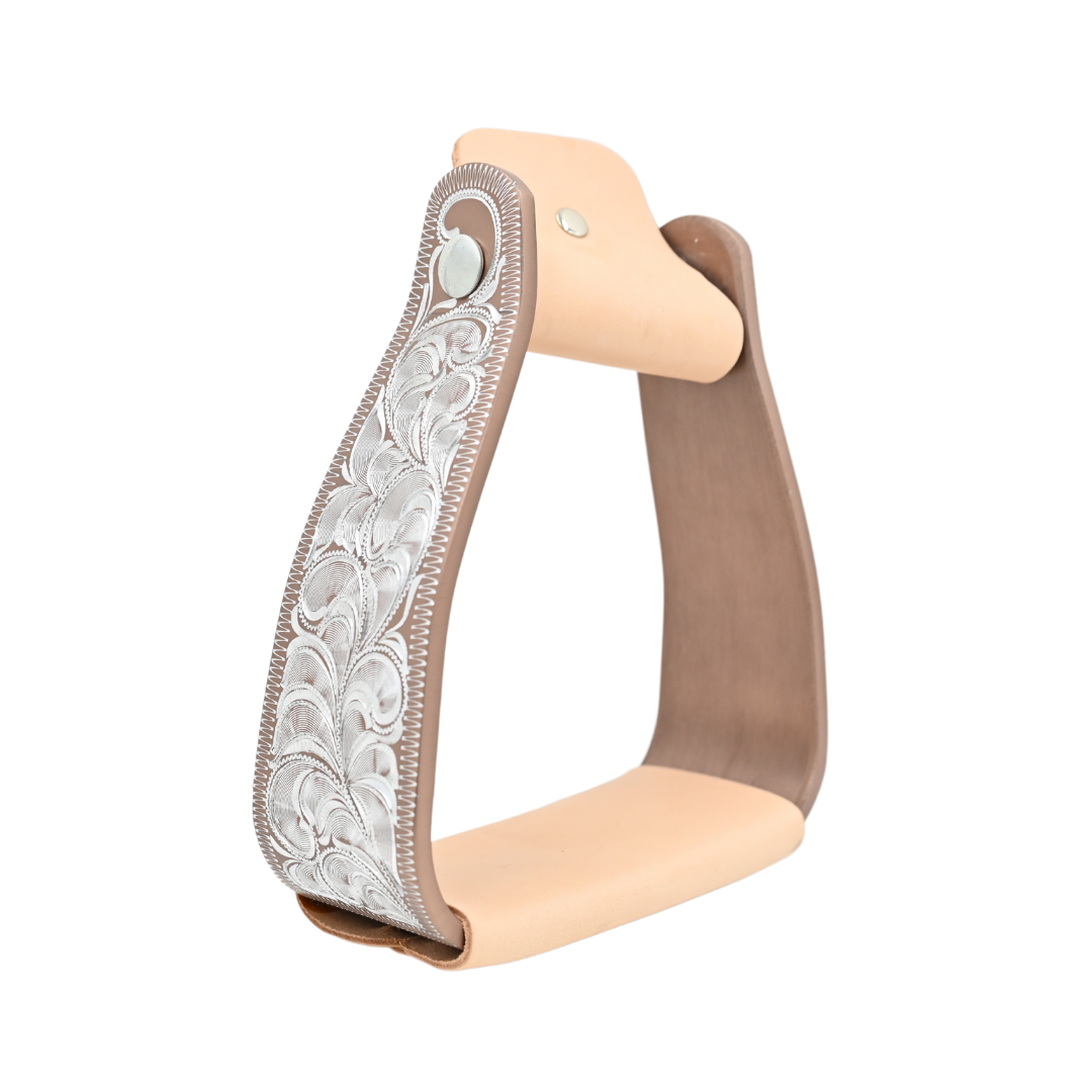 Coolhorse Aluminum Engraved Angled Stirrups 3" - Copper