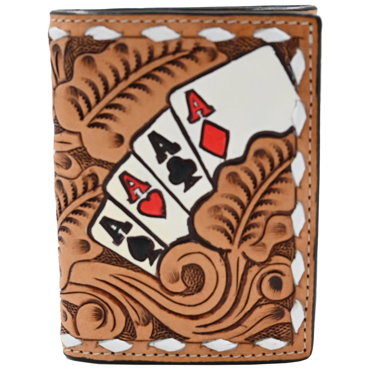 3D Leather Men's Card Suite Trifold Wallet