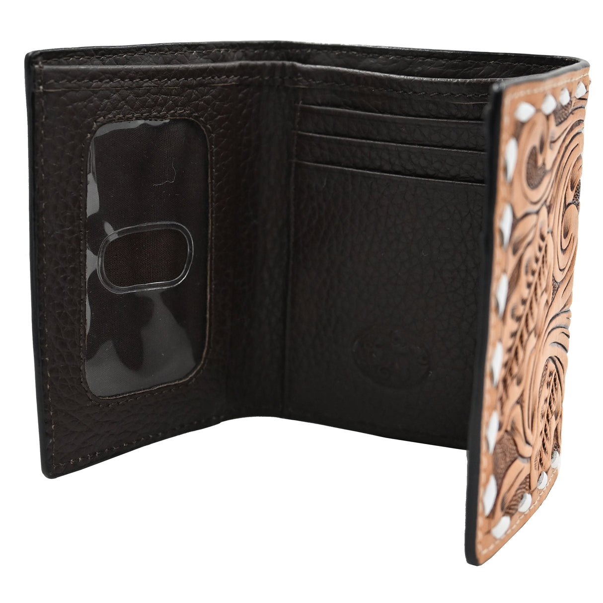3D Leather Men's Card Suite Trifold Wallet