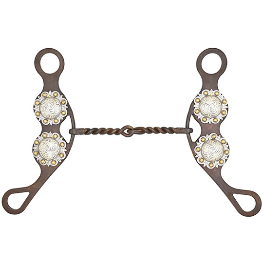 Dale Myers 8.5" Slight Gag Twisted Snaffle Double Circle Concho Bit