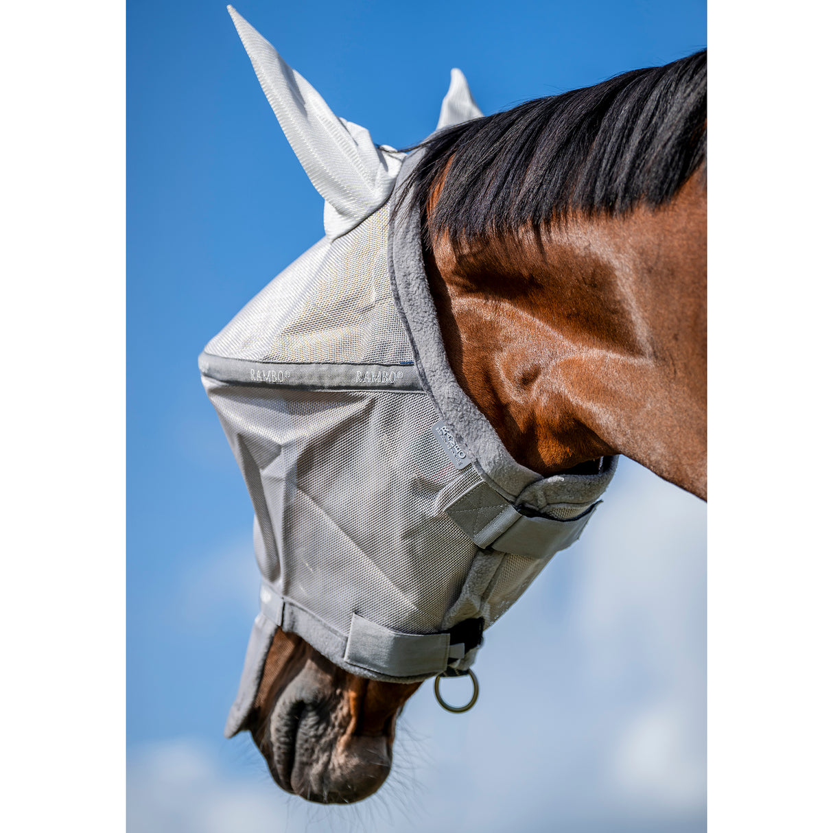 Horseware Rambo Plus Fly Mask- Silver/Titanium Grey