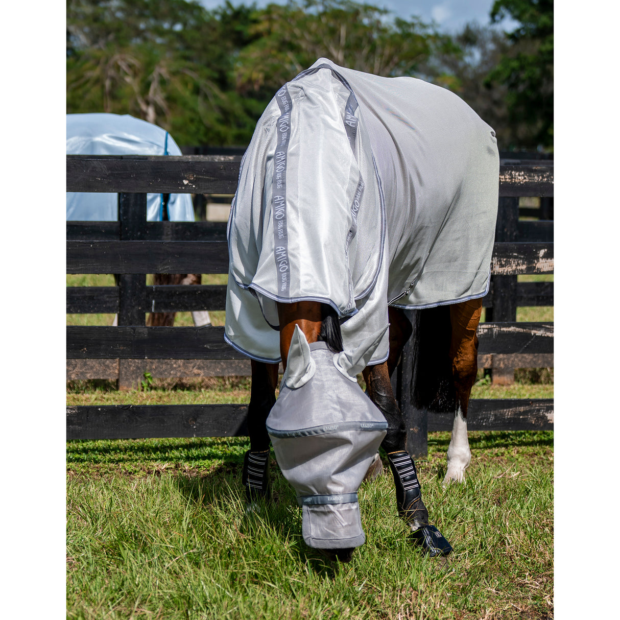 Horseware Rambo Plus Fly Mask- Silver/Titanium Grey