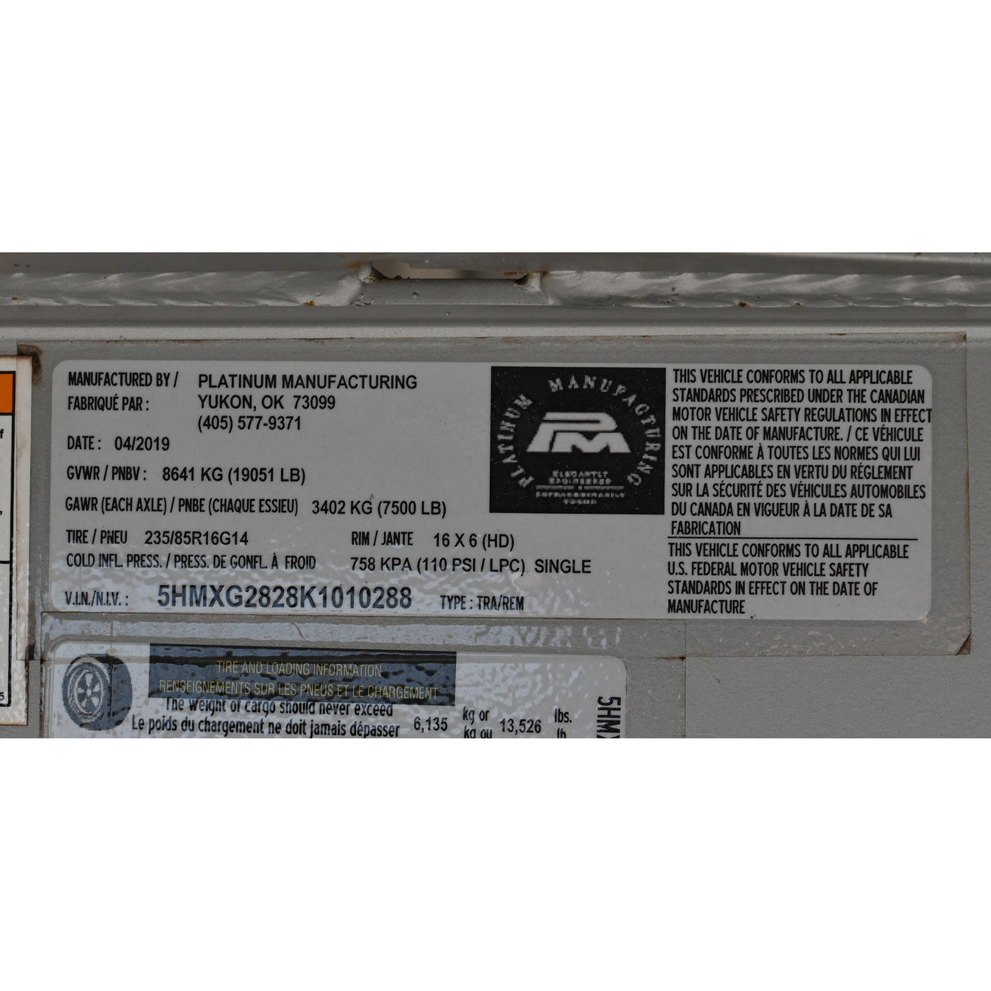 2019 Platinum 28' x 8' Stock Trailer