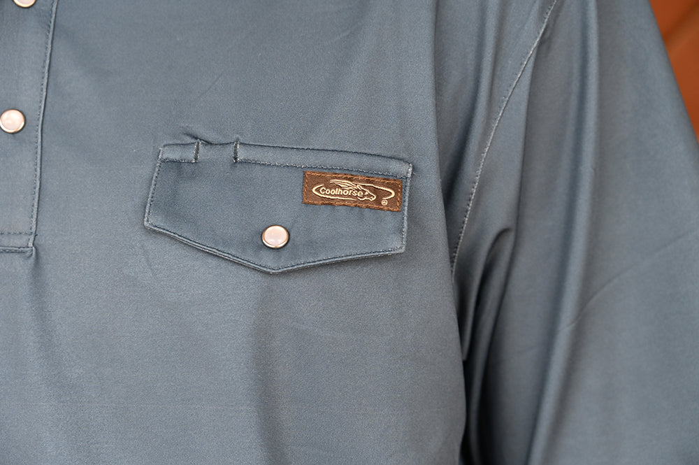 Coolhorse Short Sleeve Blue Pearl Snap Polo