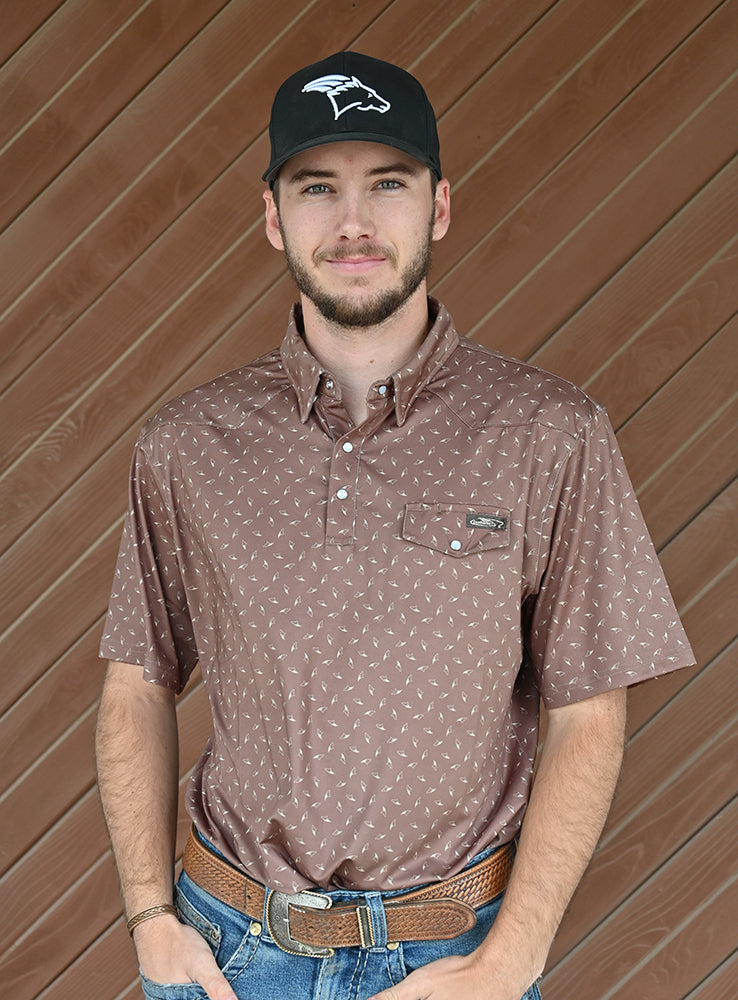 Coolhorse Short Sleeve Brown Pearl Snap Polo